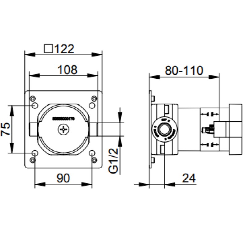 Встраиваемая часть Keuco Ixmo 59556000170 для переключателя на 2 потребителя и выводом для шланг
