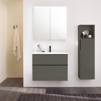 Тумба с раковиной Burgbad Eqio 90х62х49см 1 отв., цвет: серый глянец