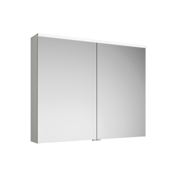 Зеркальный шкаф Burgbad Eqio 100х80х17см, 2 зерк двери, стекл полки, LED, цвет: K0040