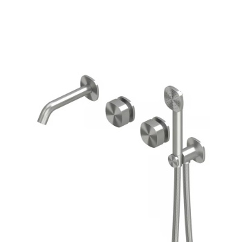 Смеситель для душа QuadroDesign Super из стены на два потребителя Brushed Stainless Steel 2269TAS