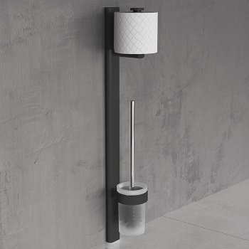 Стойка с держателем туалетной бумаги и ершиком для унитаза Novellini Edge, черный матовый R90AGEPTPS-H