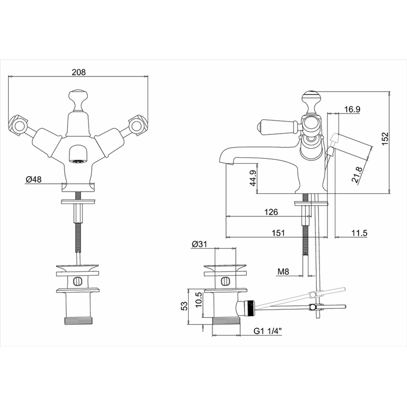 Ручки для смесителей Burlington T4 BLA хром/черный