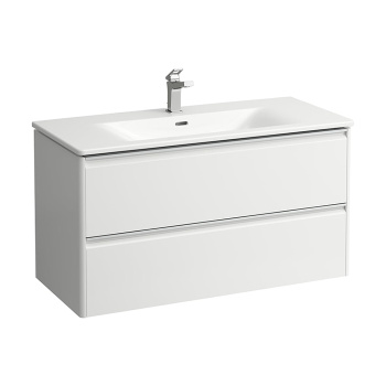 LAUFEN PALACE Комплект мебели 1000х450х545 мм., с раковиной Slim, 2 ящика, органайзер для ящика, ручка анодированный алюминий, цвет белый матовый
