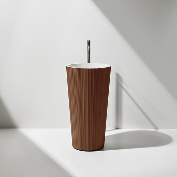 Раковина Antonio Lupi Plisse 47х85, без отв., слив в пол, с сифоном, донным клапаном и шлангом, Flumood, внешний Copper powder, внутри белый А0002451751