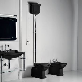 Унитаз напольный Kerasan Waldorf Prolungato 411604 приставной, черный глянцевый