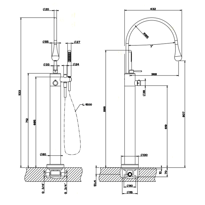Скрытая часть смесителя Gessi 24997.031 Chrome