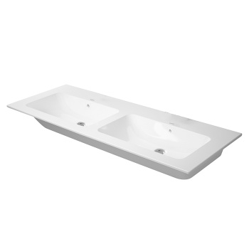 Duravit ME by Starck  Двойная раковина для мебели с перел., без отв. под смес., 1300x490мм, Цвет: Белый