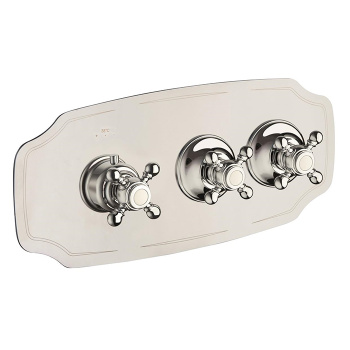 Внешняя часть горизонтальная термостатического смесителя Carimali Colonial на 2 потребителя. Colonial пластина and ручки, хром 21024EST/O-CR