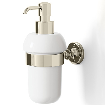 Дозатор для жидкого мыла белый Devon&Devon First Class держатель и помпа, никель блестящий DD33030NK