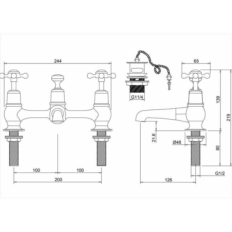 Ручка-крестик для смесителей Burlington T1 хром