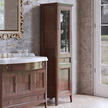 Пенал Tw Veronica 50.2/45x40/37.4xh172, 1выдв.ящик, 2 распашные дверки, доводчики Blum, петли справа-DX,, noce, ручки riflesso бронза VER3050D-N