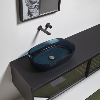 Раковина Antonio Lupi Senso 60х40х15см., без отв., без перелива, Cristalmood, Ceruleo А0002464198