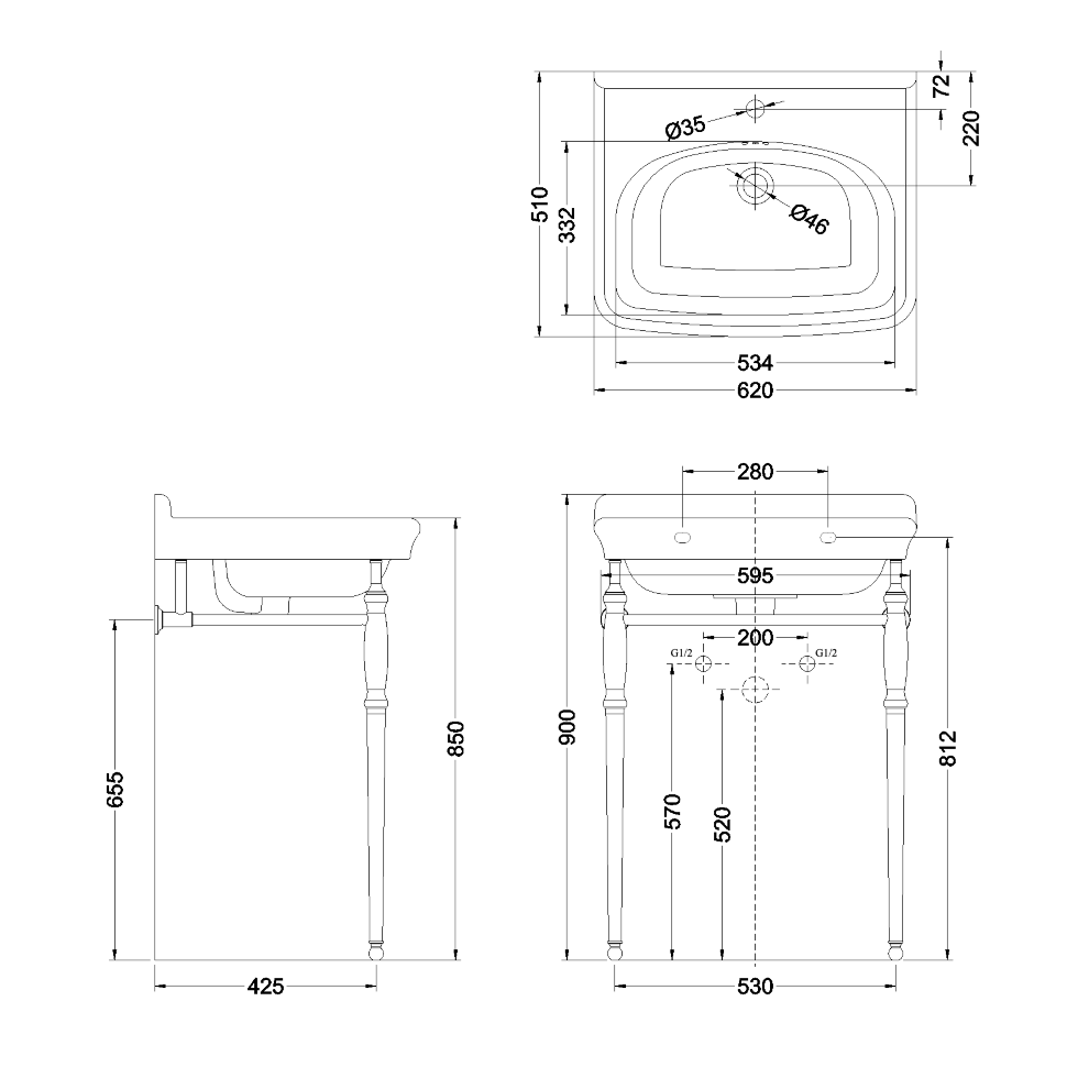 Подстолье Burlington Guild GU62X77G золото