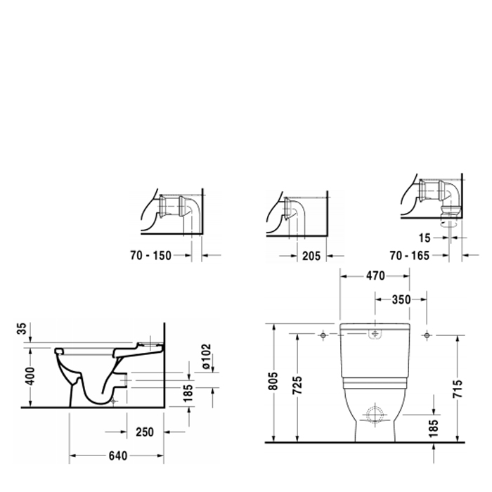 Duravit Starck 3 Бачок с механизмом двойного смыва, хром, 6/3л., для подключения снизу слева, 475 x 210мм, Цвет: Белый