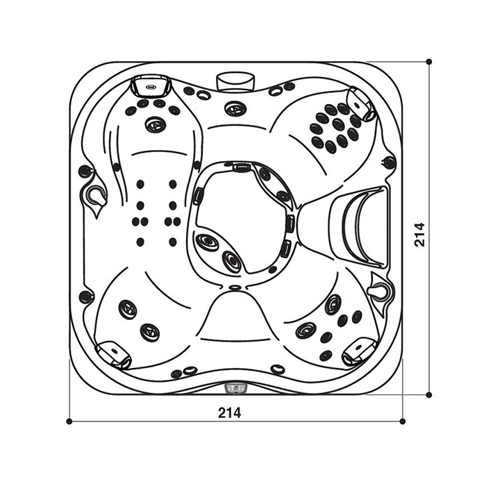 Минибассейн Jacuzzi Spa J335 214х214х92, стереосистема, акрила Platinum , внешняя панель Brushed Gray ZP12ZU0EW40