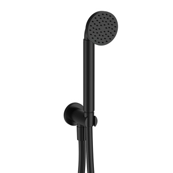 Душевой набор Fantini Icona Classic ручная лейка со шлангом и держателем, круглая розетка, выпуск 1/2, черный матовый 53 13 R043