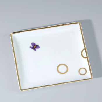 Поднос керамический THG Capucine Mauve Decor Or A7D-A02-4612 белый