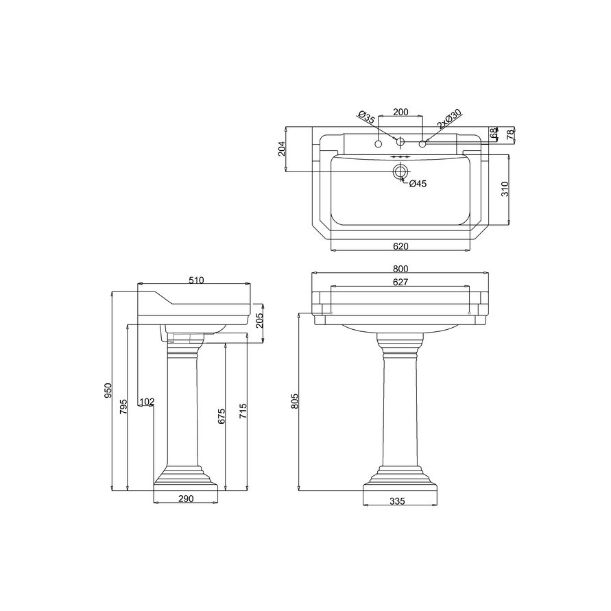 Пьедестал Burlington Edwardian P9R