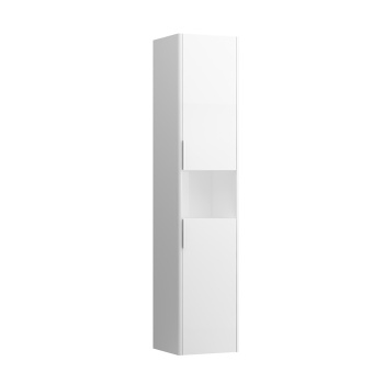 Laufen BASE высокий шкаф 350x335x1650 мм, 2 дверцы, петли справа, 1 открытая полка, 4 стекл. полки,  белый глянцевый