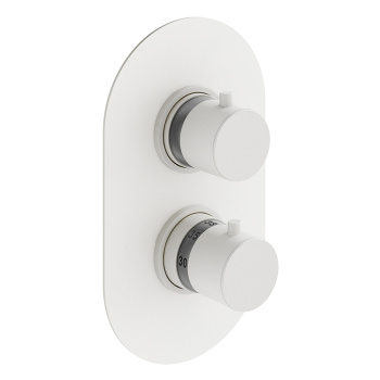 Смеситель термостат встраиваемый для душа Plumberia Selection Ixo 2 выход в к-те со встраив.частью, накл. овальная из нерж.стали, белый матов., XOT5040BO