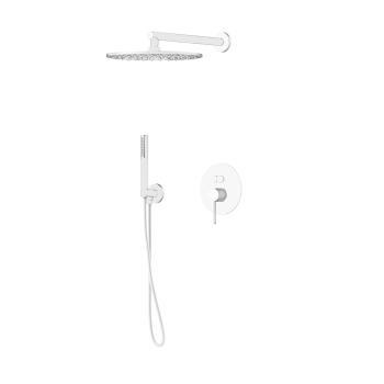 Комплект для душа со встроенным смесителем с Gbox с ручной лейкой и верхним душем Gattoni Circle Two/one 250, bianco opaco 9190/PDBO (аналог 9090/PDBO)