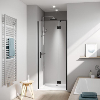 Дверь в нишу Kermi Liga c непод.сегментом LI SFR 1200x2000, Schwarz Soft+прозрачное стекло с Kermiclean, LI SFR 12020 3PK