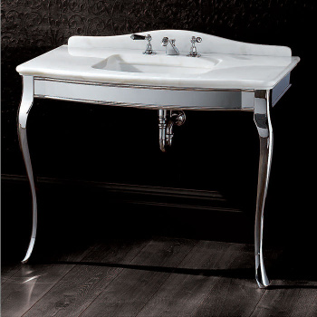 Консоль Devon&Devon Jacqueline Ceramic 109х58хh85,5/95,6 мраморная . столешница с 1отв., бел с металл.структурой напольн хром DEJACQCARCR