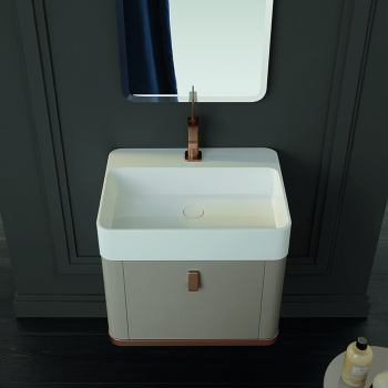 Тумба для раковины Vitage Milldue Edition Tailor 450х470х360, 1 выдвижной ящик, ручка матовое розовое золото, глянцевый argilla 7542.116.331