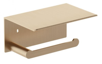 Держатель для туалетной бумаги Nofer с полочкой для мобильного телефона Verona золотой 16876.G