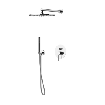 Комплект для душа со встроенным смесителем с Gbox с ручной лейкой и верхним душем Gattoni Circle Two/one 250, хром 9190/PDC0 (аналог 9090/PDC0)