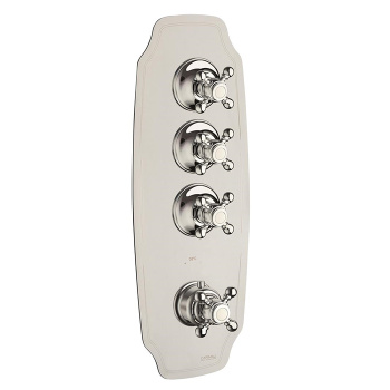 Внешняя часть вертикальная термостатического смесителя Carimali Colonial на 3 потребителя. Colonial пластина and ручки, хром 21034EST-CR