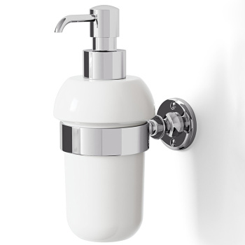 Дозатор для жидкого мыла белый Devon&Devon First Class держатель и помпа, хром DD33030CR