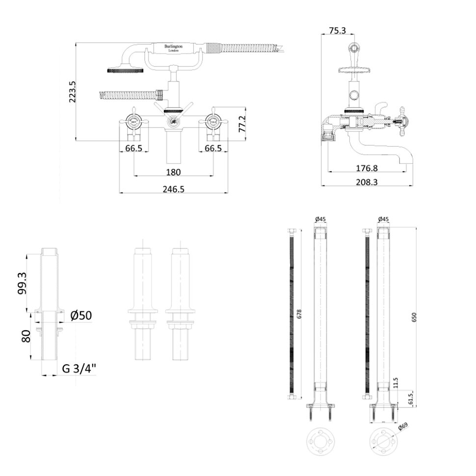 Трубы подвода воды Burlington Guild GU002FC хром