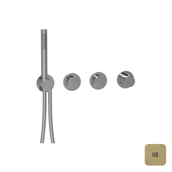 Внешняя часть термостатического смесителя с переключателем Almar на 2 положения с модулем ручного душа, high brass brushed pvd E180433.HB