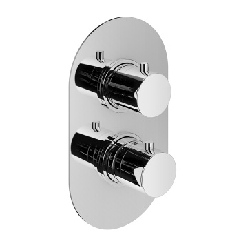 Смеситель термостат встраиваемый для душа Plumberia Selection Ixo 2 выход в к-те со встраив.частью, накл. овальная из нерж.стали, хром, XOT5040CR