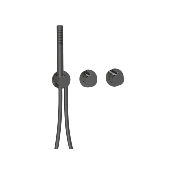 Внешняя часть термостатического смесителя с переключателем Almar на 2-3 положения, absolute black brushed pvd E180133.AB