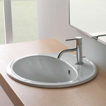 Раковина Globo Lavarredo 56х48.5х20см., встраиваемая, 1 отв., с переливом, белый VA017.BI*1