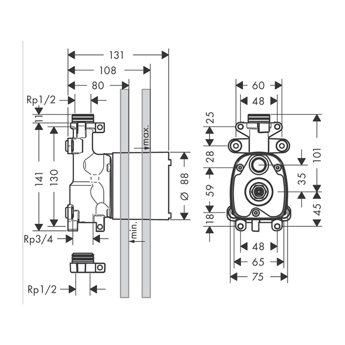 Скрытая часть для душа Hansgrohe Axor ShowerCollection 10650180