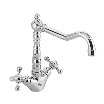 Смеситель для кухни Cisal Kitchen двухвентильный, на 1 отверстие для кухни,с поворотным изливом 215 мм, хром RE00052021