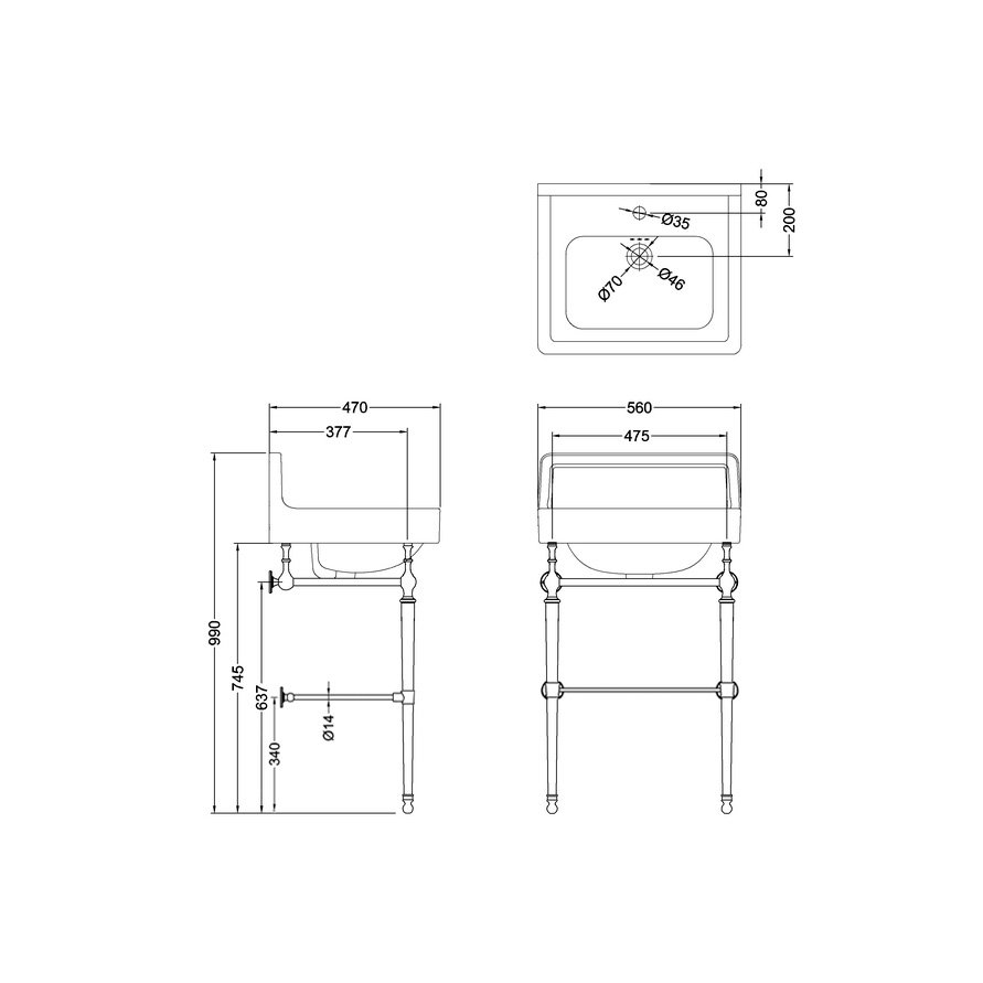 Подстолье Burlington Contemporary T22A BNKL никель