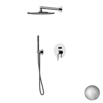 Комплект для душа со встроенным смесителем с Gbox с ручной лейкой и верхним душем Gattoni Circle Two/one 250, nickel spazzolato 9190/PDNS