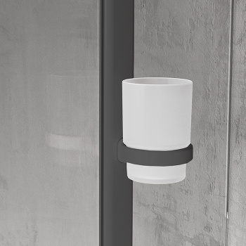 Стакан с креплением на профиль Novellini Edge, черный матовый R90AGEBIP-H