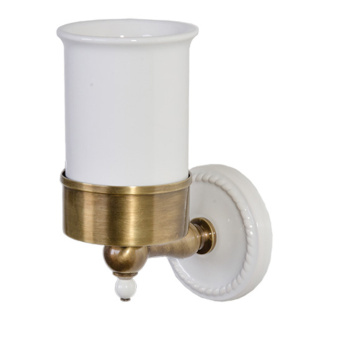 Стаканчик Devon&Devon Dorothy керамика белая для з/щеток настенный держатель бронза/белый DOR403BR