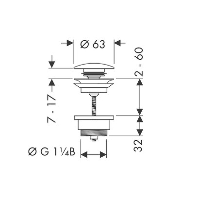 Hansgrohe 50 100 670 Слив Push-open 1¼ чёрный матовый