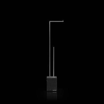 Стойка напольная Antonio Lupi Biviocombi 68.5см., с держателем туалетной бумаги и ершиком, база из мрамора Nero Marquinia satinato, Satin steel finish А0002457120