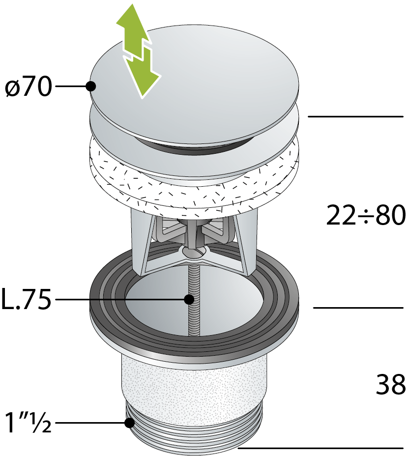 Донный клапан для для ванны OMP Tea Clicker 8334.060.6.XD белый