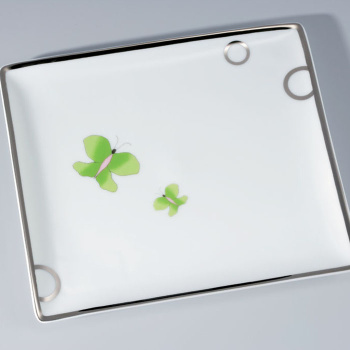 Поднос керамический THG Capucine Vert Decor Platine A7E-A02-4614 белый