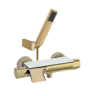 Смеситель термостатический Ramonsoler Urban Chic для ванны (каскад) с душевым комплектом золото 213901MROC