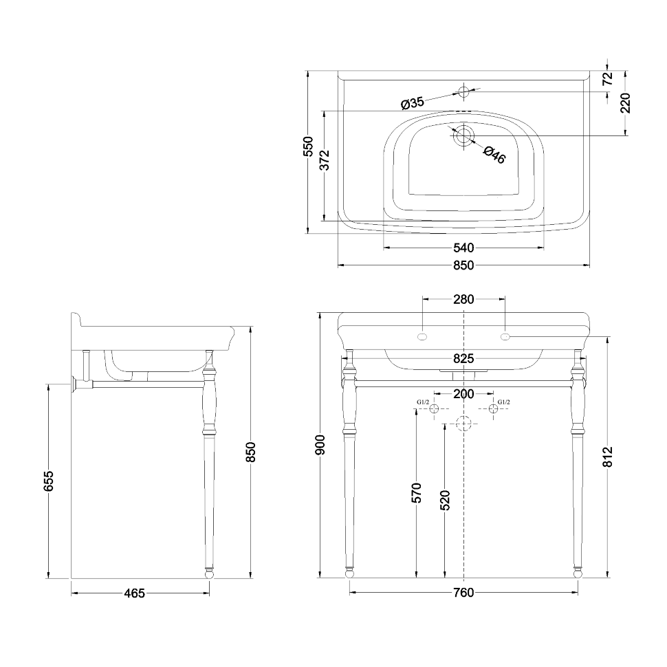 Подстолье Burlington Guild GU85X77G золото