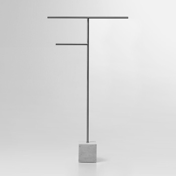 Полотенцедержатель напольный Antonio Lupi Bivio 80см., база из мрамора Carrara satinato, Satin steel finish А0002457106